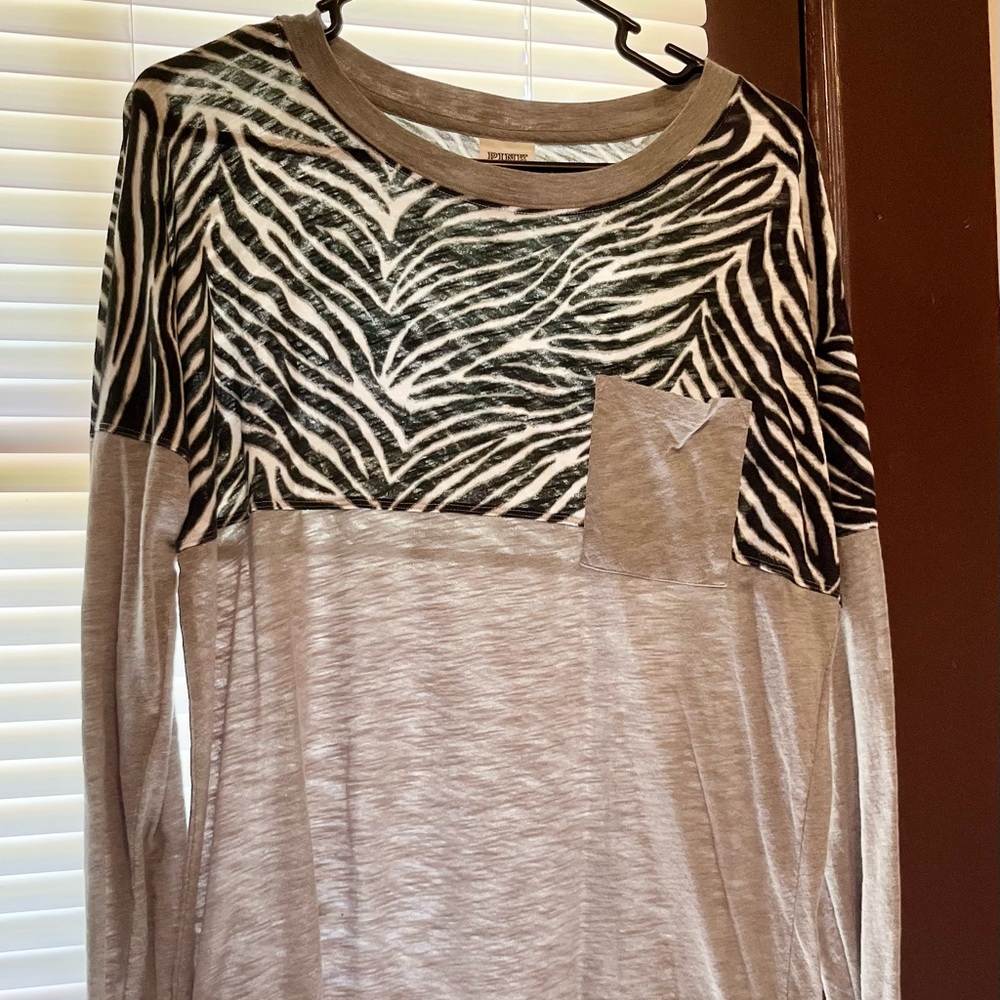 Pink Victorias Secret zebra print grey black and white print Long Sleeve